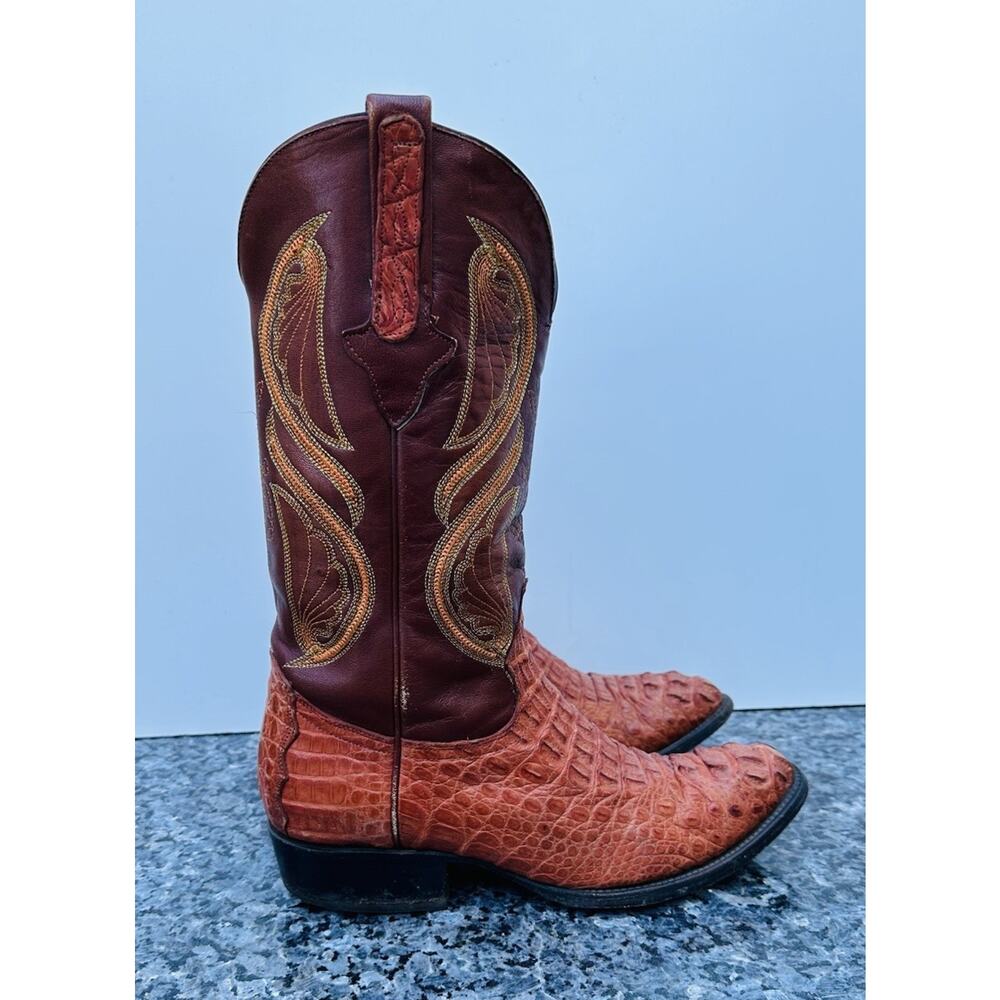 CUADRA Exotic Western Caiman Mens Size US 8 Leather Boots Cowboy Western